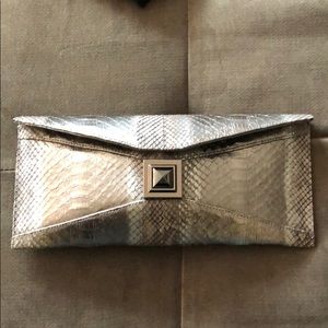 Kara Ross Prunella Clutch Metallic Python